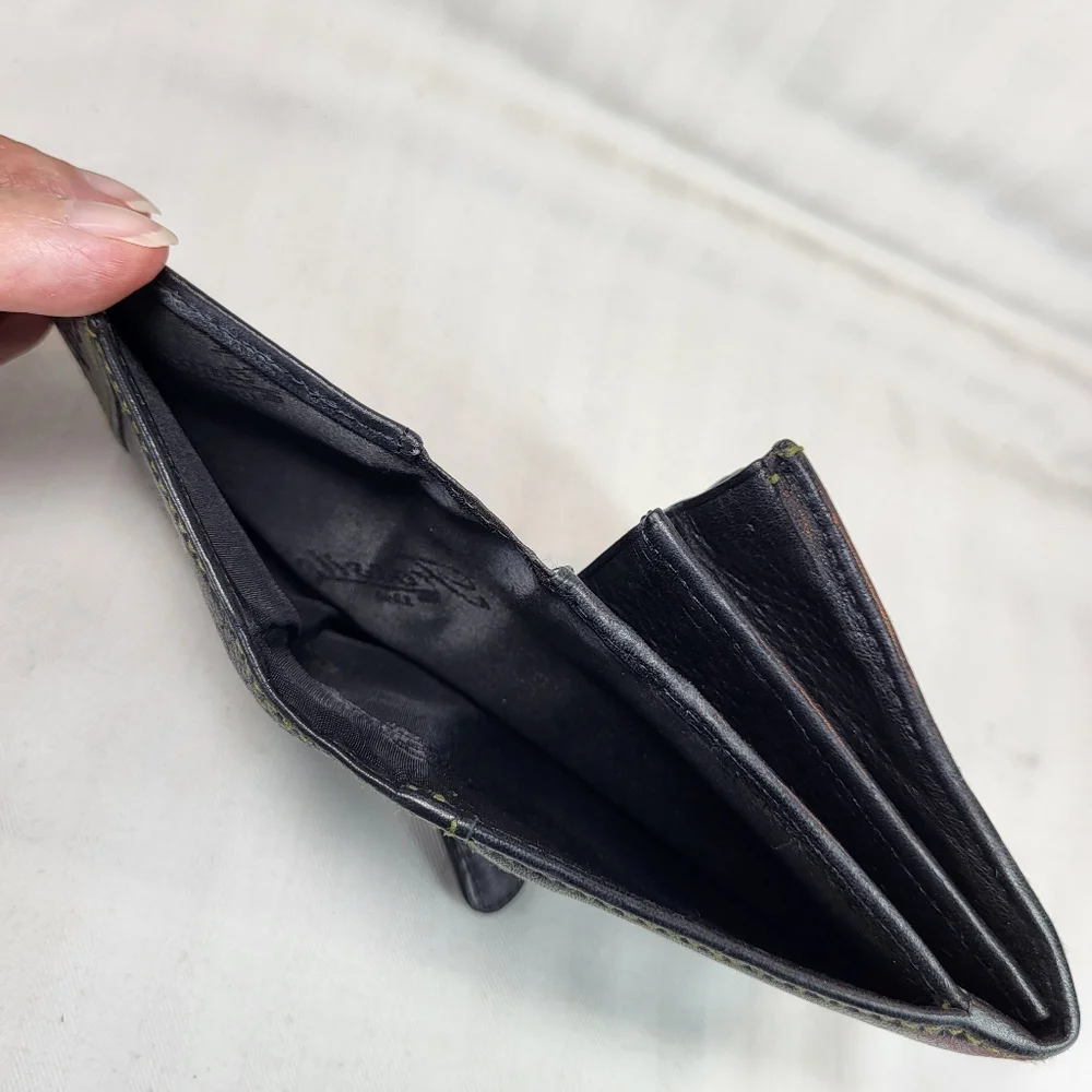 Fossil Black Leather WALLET Snaps Zipper Coin Purse Cards ID 4.5x4 Pebbled - Picture 9 of 13